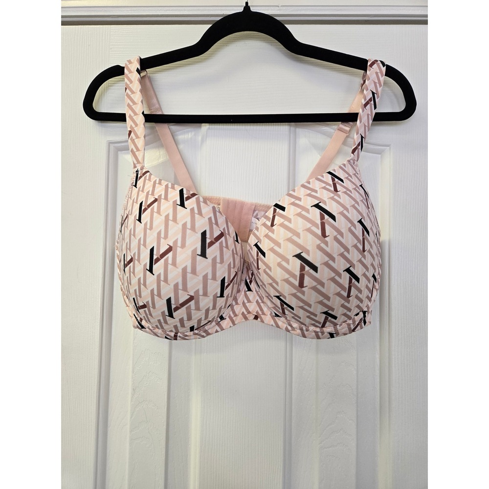 Adrienne Vittadini Studio Pink‎ Geometric Monogram Full Coverage Bra 38DD